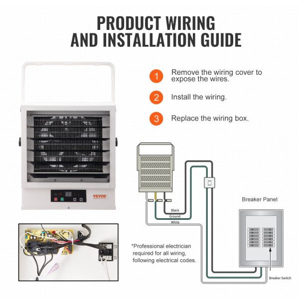 Electric Garage Heater 10000 Watt Digital Wall or Ceiling Mount Remote Control Overheat Protection 9-Hour Timer Shop Heater ETL Listed - Image 6