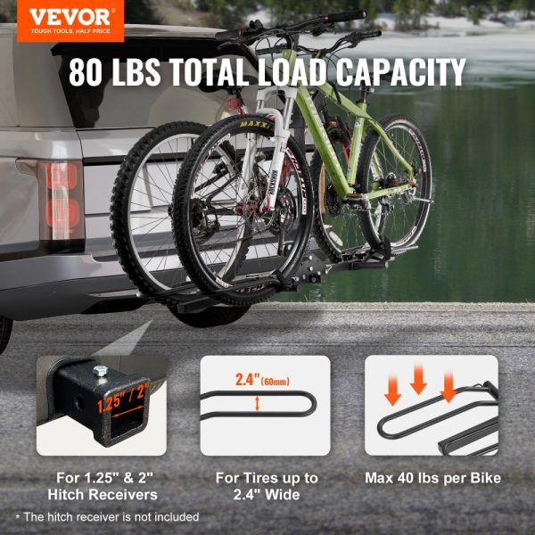 2-Bike Rack Hitch Mount Folding Carrier Car Truck SUV 1.25"/2" Receiver - Image 2