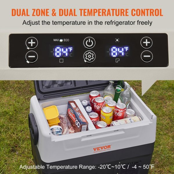 12V Car Refrigerator 37 QT/35 L Dual Temperature Zone Portable Freezer Adjustable -4℉-50℉ 12/24V DC & 100-240V AC Compressor Cooler for Outdoor Camping Travel RV - Image 3