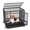 42 Inch Sturdy Steel Dog Crate, 3-Door Heavy Duty Kennel with Lockable Wheels and Removable Tray for Medium to Large Dogs, Anxiety Relief Indoors and Outdoors