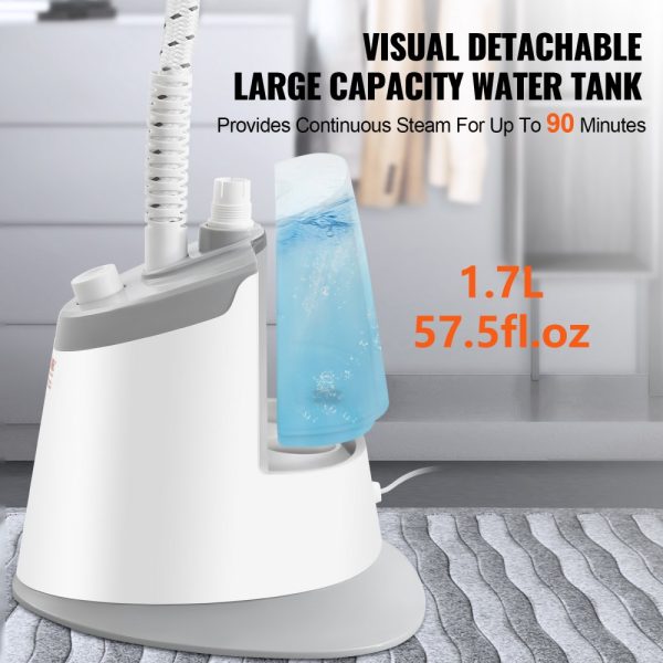 Standing Steamer with Foldable Hanger 0.5Gallon Tank 90Min Steam 45Sec Heat-Up Auto-Stop Fabric Brush Rod Easy-roll Wheels - Image 3