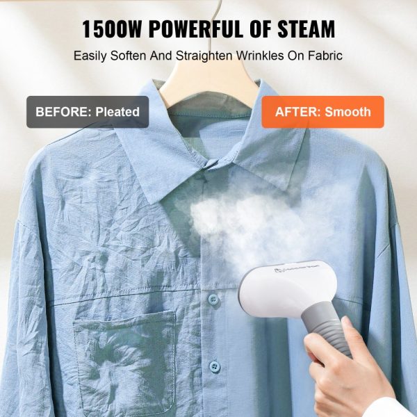 Standing Steamer with Foldable Hanger 0.5Gallon Tank 90Min Steam 45Sec Heat-Up Auto-Stop Fabric Brush Rod Easy-roll Wheels - Image 4