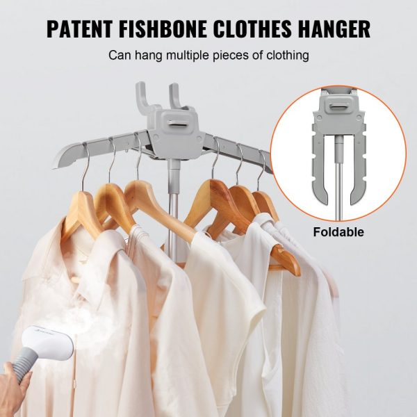 Standing Steamer with Foldable Hanger 0.5Gallon Tank 90Min Steam 45Sec Heat-Up Auto-Stop Fabric Brush Rod Easy-roll Wheels - Image 6