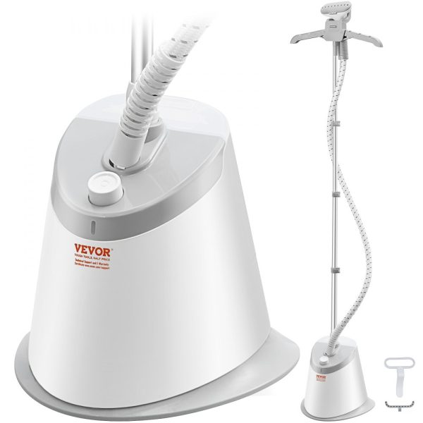 Standing Steamer with Foldable Hanger 0.5Gallon Tank 90Min Steam 45Sec Heat-Up Auto-Stop Fabric Brush Rod Easy-roll Wheels