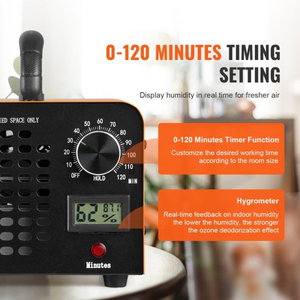 12000mg/h Ozone Generator for Odor Removal High Capacity Commercial Industrial Use Home Air Purifier with Timer 0-120 Minute Setting for Rooms Cars and Pets - Image 3