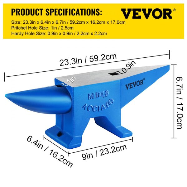88 lbs Steel Anvil for Blacksmith Use - Durable Metalworking Tool for Jewelers and Rugged Forge Steel Applications - Image 7