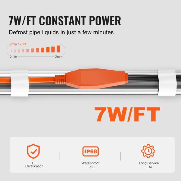 Pipe Heating Cable 80FT 7W/FT Heat Tape for Pipes with Built-in Thermostat - Image 3