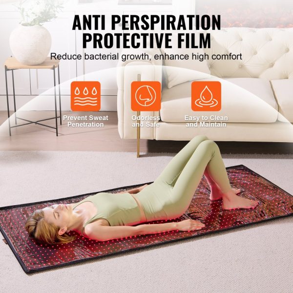 Red Light Therapy Mat Full Body 1280 LED Chips 3-Chip LED Technology 10/40Hz Pulse 10-90 Minute Timer 660nm Red 850nm Near Infrared Light Therapy Pain Relief Skin Health - Image 5