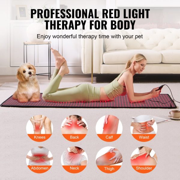 Red Light Therapy Mat Full Body 1280 LED Chips 3-Chip LED Technology 10/40Hz Pulse 10-90 Minute Timer 660nm Red 850nm Near Infrared Light Therapy Pain Relief Skin Health - Image 6