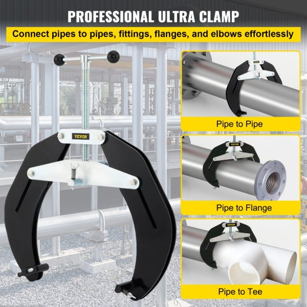 Heavy Duty Pipe Clamp 5-12in High-Performance with Quick-Release Screws Steel Pipe Alignment Lightweight Design Black - Image 2