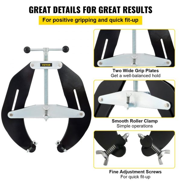 Heavy Duty Pipe Clamp 5-12in High-Performance with Quick-Release Screws Steel Pipe Alignment Lightweight Design Black - Image 6