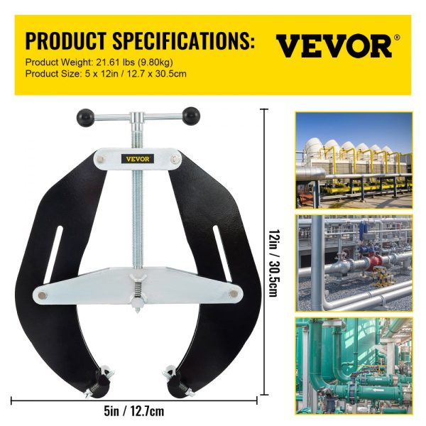 Heavy Duty Pipe Clamp 5-12in High-Performance with Quick-Release Screws Steel Pipe Alignment Lightweight Design Black - Image 7