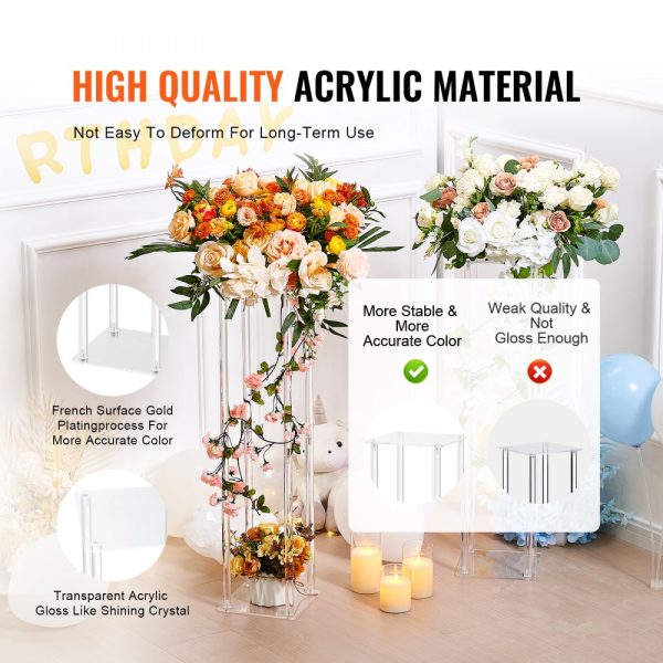 10PCS 23.6inch Acrylic Wedding Flower Stands, Geometric Centerpiece Display Rack for Events & Home Decor - Image 3