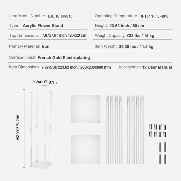 10PCS 23.6inch Acrylic Wedding Flower Stands, Geometric Centerpiece Display Rack for Events & Home Decor - Image 7