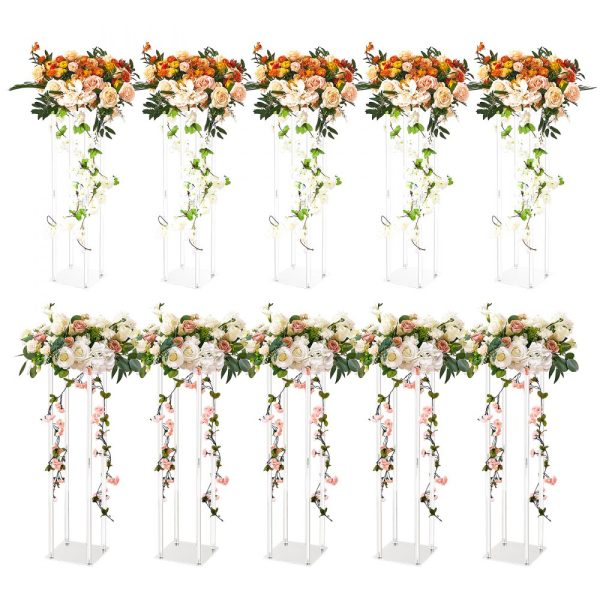 10PCS 23.6inch Acrylic Wedding Flower Stands, Geometric Centerpiece Display Rack for Events & Home Decor