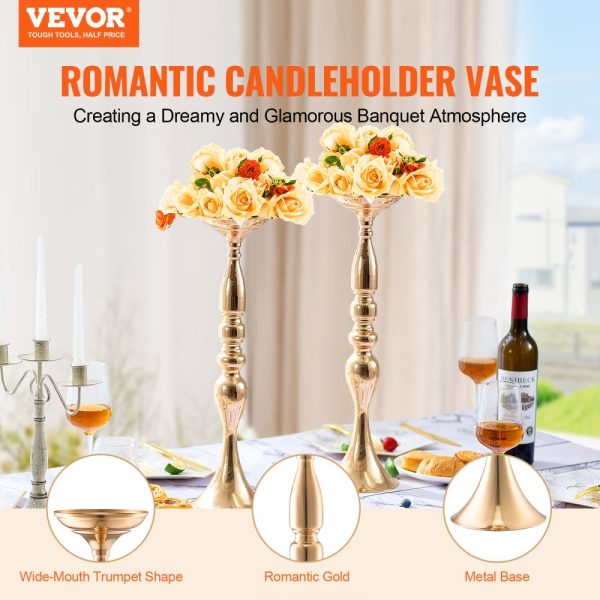 24PCS 50cm/19.7” Wedding Flower Vase Metal Gold Floral Stand for Table - Image 2
