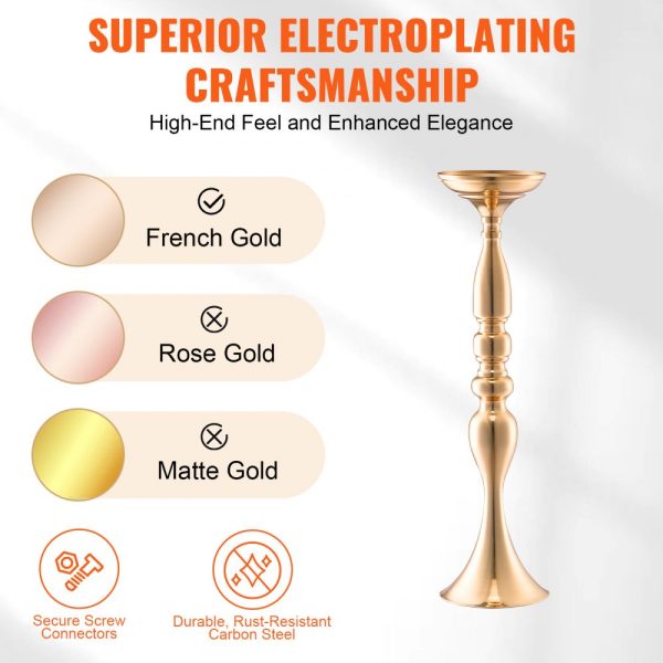 24PCS 50cm/19.7” Wedding Flower Vase Metal Gold Floral Stand for Table - Image 3
