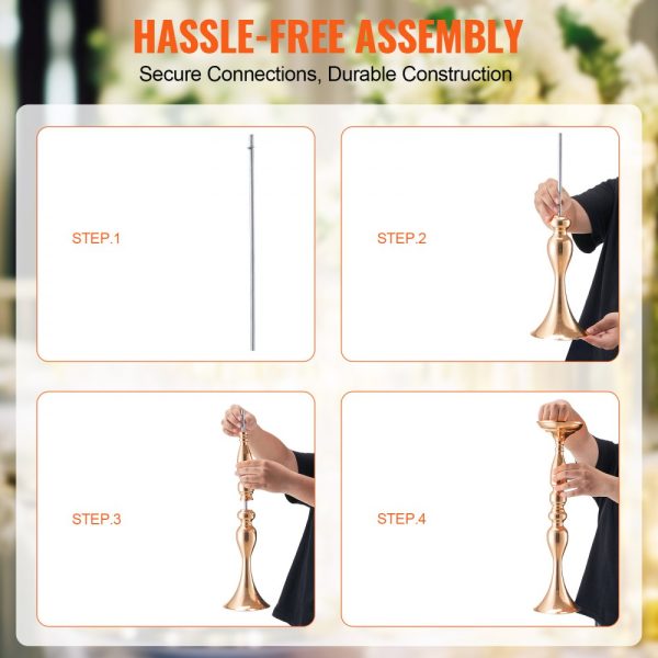 24PCS 50cm/19.7” Wedding Flower Vase Metal Gold Floral Stand for Table - Image 5