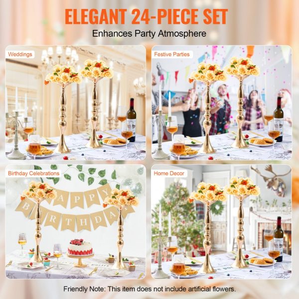 24PCS 50cm/19.7” Wedding Flower Vase Metal Gold Floral Stand for Table - Image 6