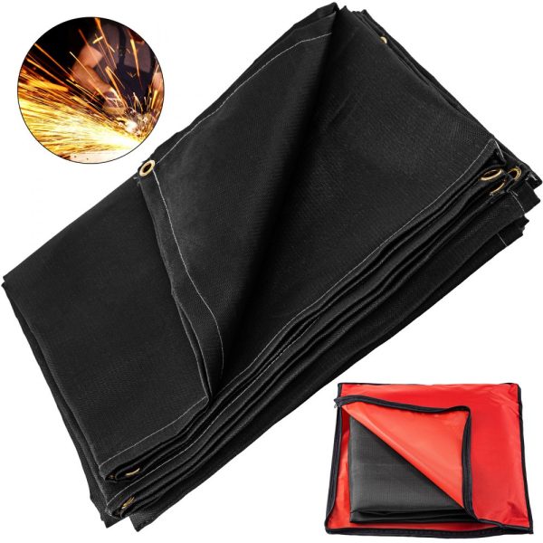10x10 Ft Welding Blanket Black Fiberglass Fire Retardant Portable Thermal Insulation Mat with Carry Bag