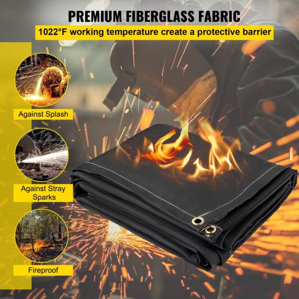 2-Pack 8x10' Flame Retardant Fire Emergency Blanket 1022°F Fiberglass with 12 Brass Grommets - Image 3