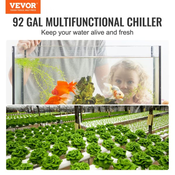 Aquarium Chiller 92 Gal 348 L 1/4 HP for Jellyfish & Coral Reef Water Cooling System with Pump Hose Quiet Refrigeration Compressor - Image 2