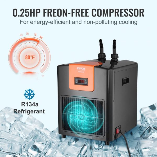 Aquarium Chiller 92 Gal 348 L 1/4 HP for Jellyfish & Coral Reef Water Cooling System with Pump Hose Quiet Refrigeration Compressor - Image 3