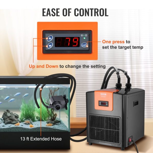 Aquarium Chiller 92 Gal 348 L 1/4 HP for Jellyfish & Coral Reef Water Cooling System with Pump Hose Quiet Refrigeration Compressor - Image 6