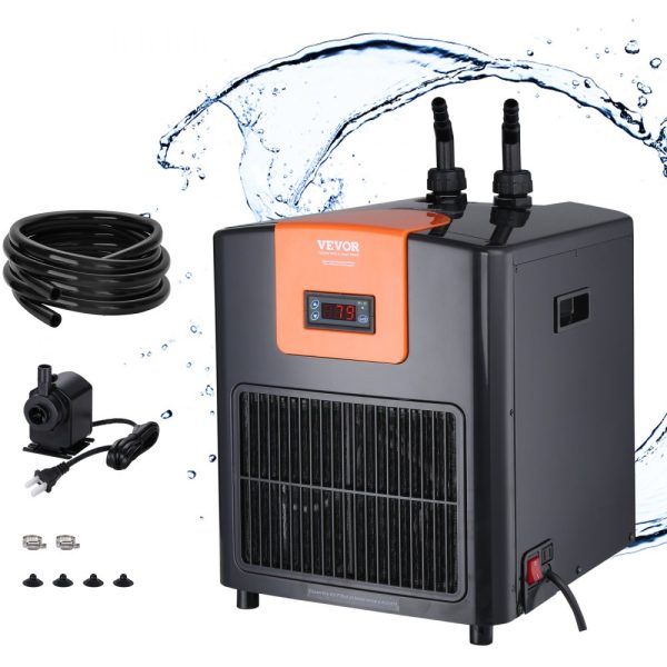 Aquarium Chiller 92 Gal 348 L 1/4 HP for Jellyfish & Coral Reef Water Cooling System with Pump Hose Quiet Refrigeration Compressor
