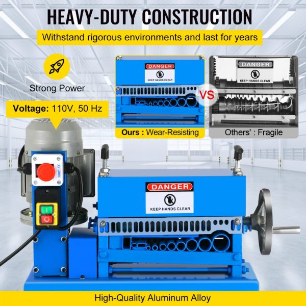 Automatic Wire Stripping Machine 0.06-1.5 Inch 11 Channel 10 Blades Manual Hand Crank for Industrial Copper Wire Recycling - Image 3