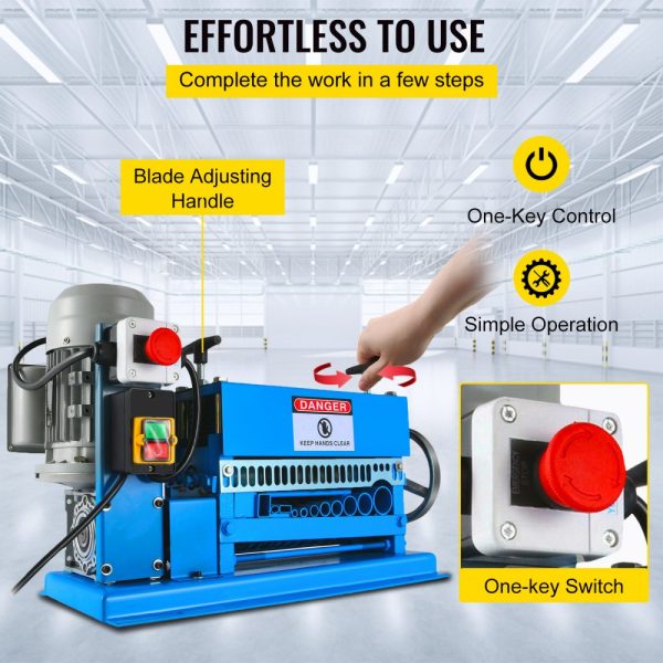Automatic Wire Stripping Machine 0.06-1.5 Inch 11 Channel 10 Blades Manual Hand Crank for Industrial Copper Wire Recycling - Image 6