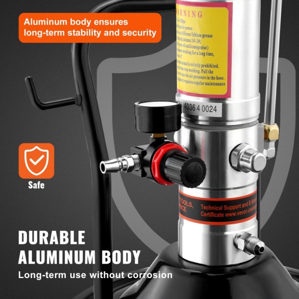50:1 Air Operated Grease Pump with 13ft High Pressure Hose, Pneumatic Grease Gun with Barrel Cap, Portable Lubrication Pump featuring 360° Rotating Gun Head - Image 5