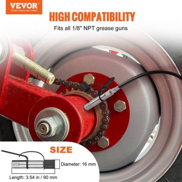 Grease Gun Coupler 2PCS 10000 PSI High Pressure 3 Jaw Locking Quick Release Tip with Hose Zerk Fittings Cleaner Leak Proof Cap Compatible 1/8 NPT - Image 2