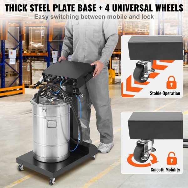 40W 100KV Electrostatic Powder Coating System 50L Hopper 450g Per Minute Coating Machine with Spray Gun and Trolley Base for Indoor Outdoor Use - Image 6
