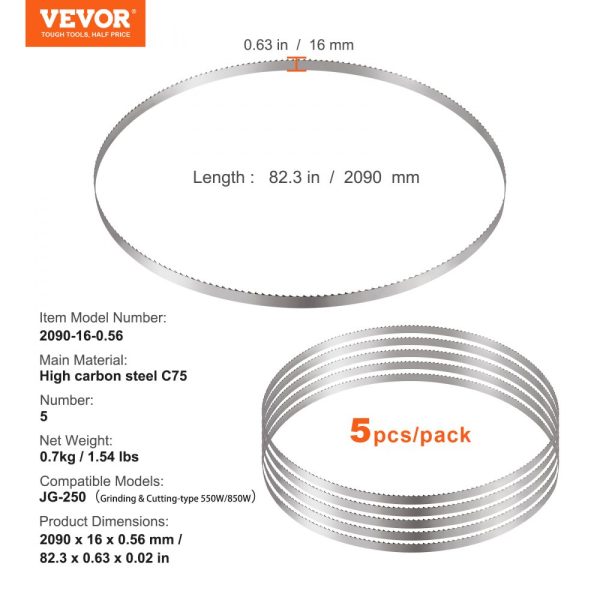 Band Saw Blade for Cutting Meat Bone 82.3"x0.63"x0.02" Carbon Steel 5 PCS - Image 7