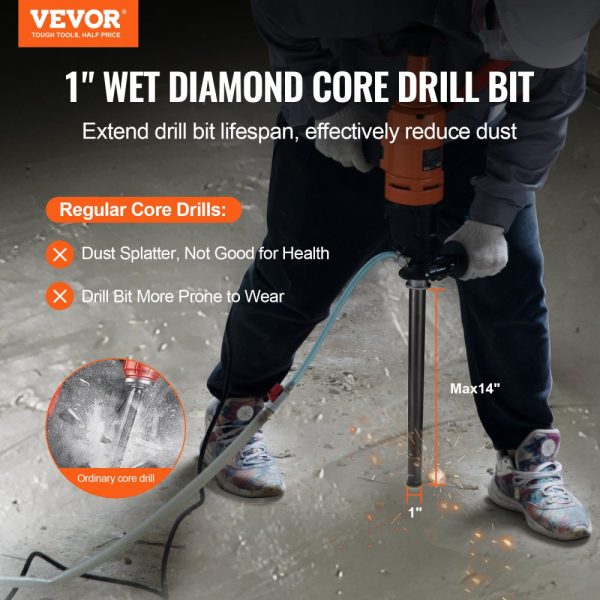 1 Wet Diamond Core Drill Bit 14 Drilling Depth 5/8-11 Inner Thread Laser Welded for Concrete Brick & Block - Image 2