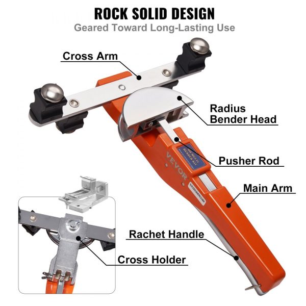 Professional Tube Bender 1/4 to 7/8 OD Ratcheting Design 90 Degree Forward Reverse Bending Includes 7 Dies and Pipe Cutter for HVAC Air Conditioning and Refrigerator Repair - Image 6