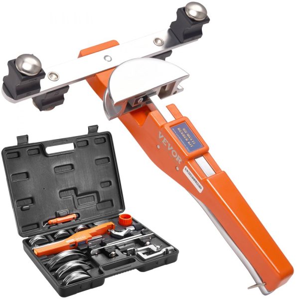 Professional Tube Bender 1/4 to 7/8 OD Ratcheting Design 90 Degree Forward Reverse Bending Includes 7 Dies and Pipe Cutter for HVAC Air Conditioning and Refrigerator Repair