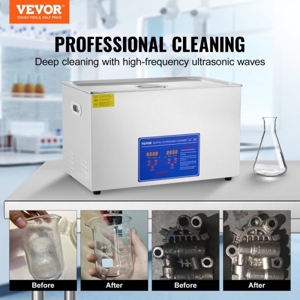 Ultrasonic Cleaner 30L for Eyeglasses & Dentures Cleaning, Commercial & Industrial Use with Digital Heater Timer & Cleaner Basket, 30L Capacity - Image 2