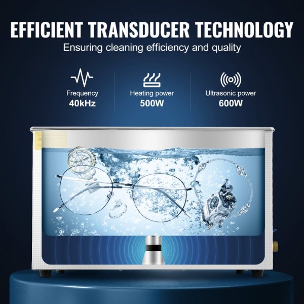 Ultrasonic Cleaner 30L for Eyeglasses & Dentures Cleaning, Commercial & Industrial Use with Digital Heater Timer & Cleaner Basket, 30L Capacity - Image 3