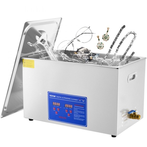 Ultrasonic Cleaner 30L for Eyeglasses & Dentures Cleaning, Commercial & Industrial Use with Digital Heater Timer & Cleaner Basket, 30L Capacity