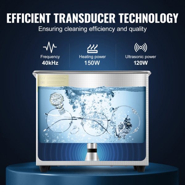 Digital Timer Ultrasonic Cleaner with Stainless Steel Heating for Jewelry, Glasses, Watches, Rings, Small Parts, and Circuit Boards 3L - Image 3