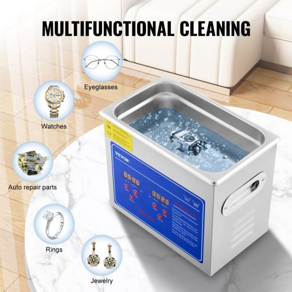 Digital Timer Ultrasonic Cleaner with Stainless Steel Heating for Jewelry, Glasses, Watches, Rings, Small Parts, and Circuit Boards 3L - Image 5