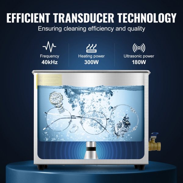 Commercial Ultrasonic Cleaner 6L 40kHz Digital Timer with Heater 110V for Watches Instruments and Industrial Parts - Image 3