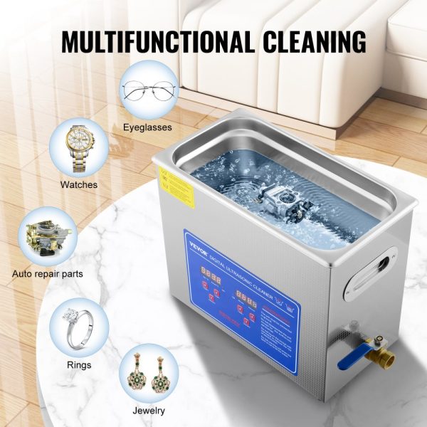 Commercial Ultrasonic Cleaner 6L 40kHz Digital Timer with Heater 110V for Watches Instruments and Industrial Parts - Image 5