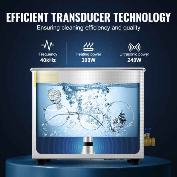 Ultrasonic Jewelry Cleaner 10L Digital Timer Heater Stainless Steel 40kHz for Glasses Watches Rings Small Parts - Image 3