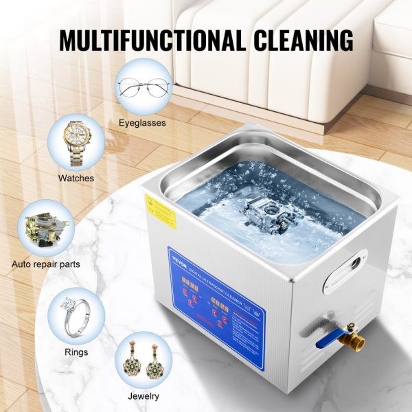 Ultrasonic Jewelry Cleaner 10L Digital Timer Heater Stainless Steel 40kHz for Glasses Watches Rings Small Parts - Image 5