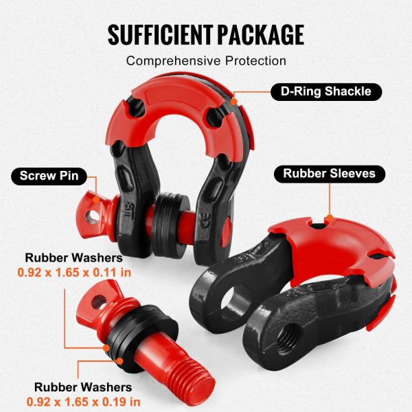 3/4 D-Ring Shackle Heavy Duty Alloy Steel 2-Pack 66139 lbs Break Strength with 7/8 Screw Pin Isolators Washers Off-Road Recovery Vehicle - Image 5