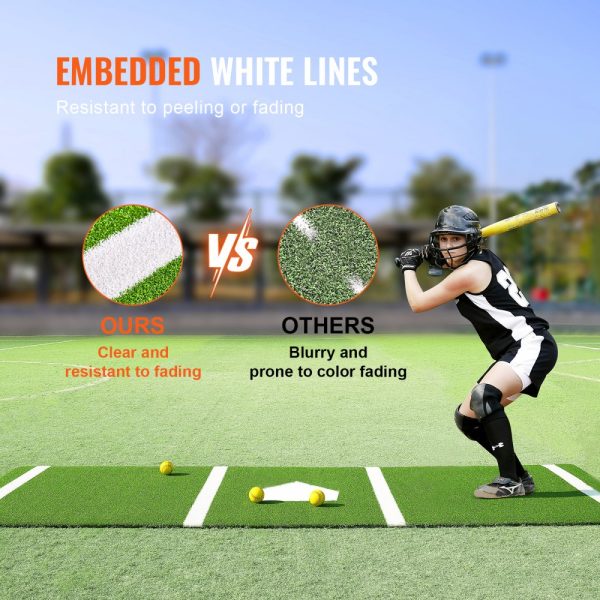 10'x3.8' Indoor/Outdoor Baseball & Softball Hitting Mat with Lined Foam Backing Anti-Slip Anti-Fade Portable Training Aid Green - Image 4