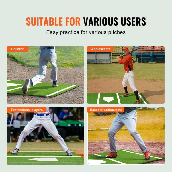 10'x3.8' Indoor/Outdoor Baseball & Softball Hitting Mat with Lined Foam Backing Anti-Slip Anti-Fade Portable Training Aid Green - Image 6